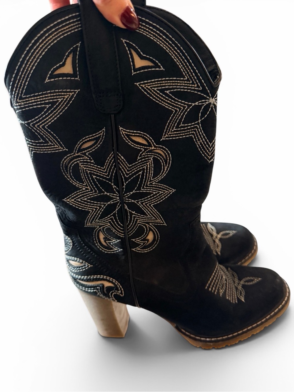 Roper leather cut-out western cowgirl boots 7